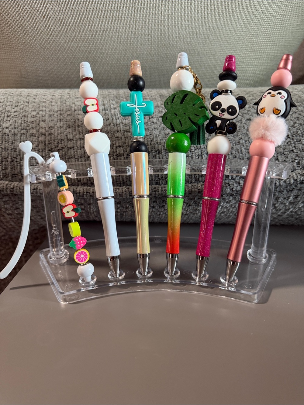 NWOT Cute Pink Penguin & Panda Character Pens Set with Bookmarker